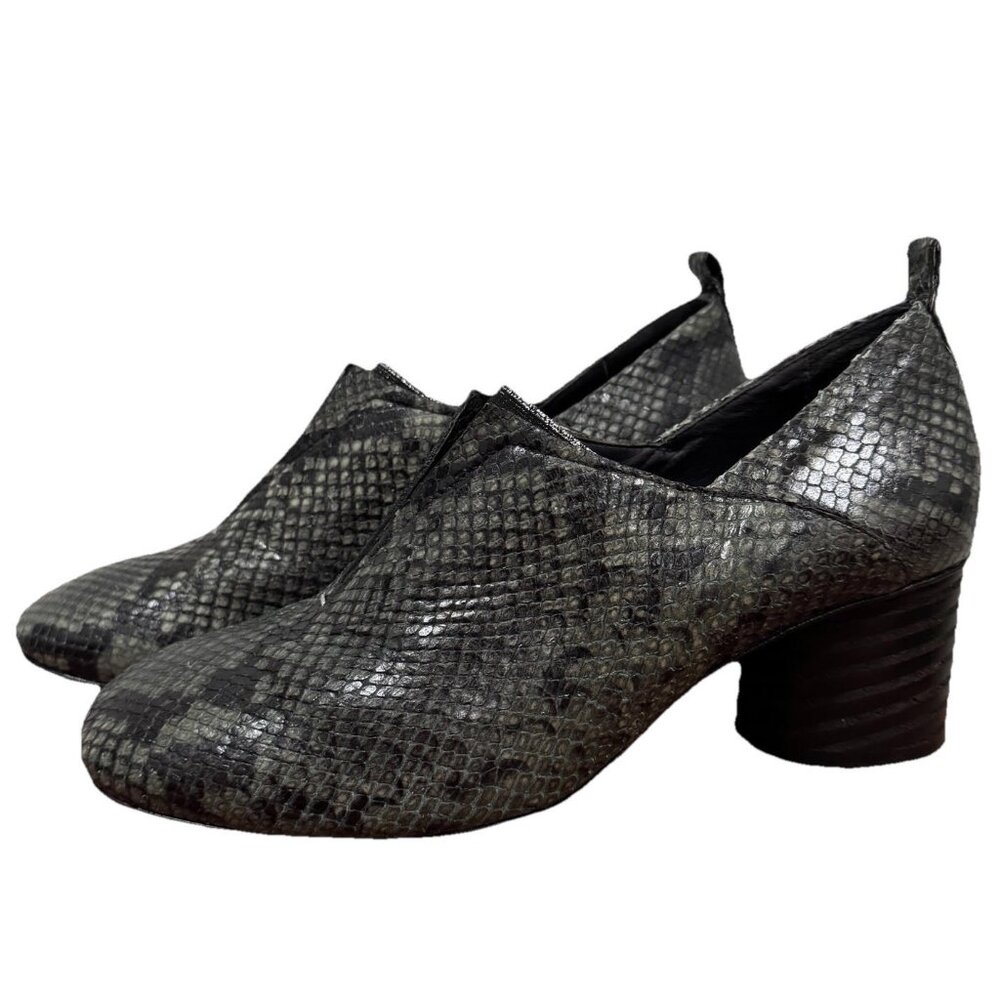 Henry‎ Beguelin Snake Print Ankle Booties Size 38(7.5) Block Heel Rare Leather